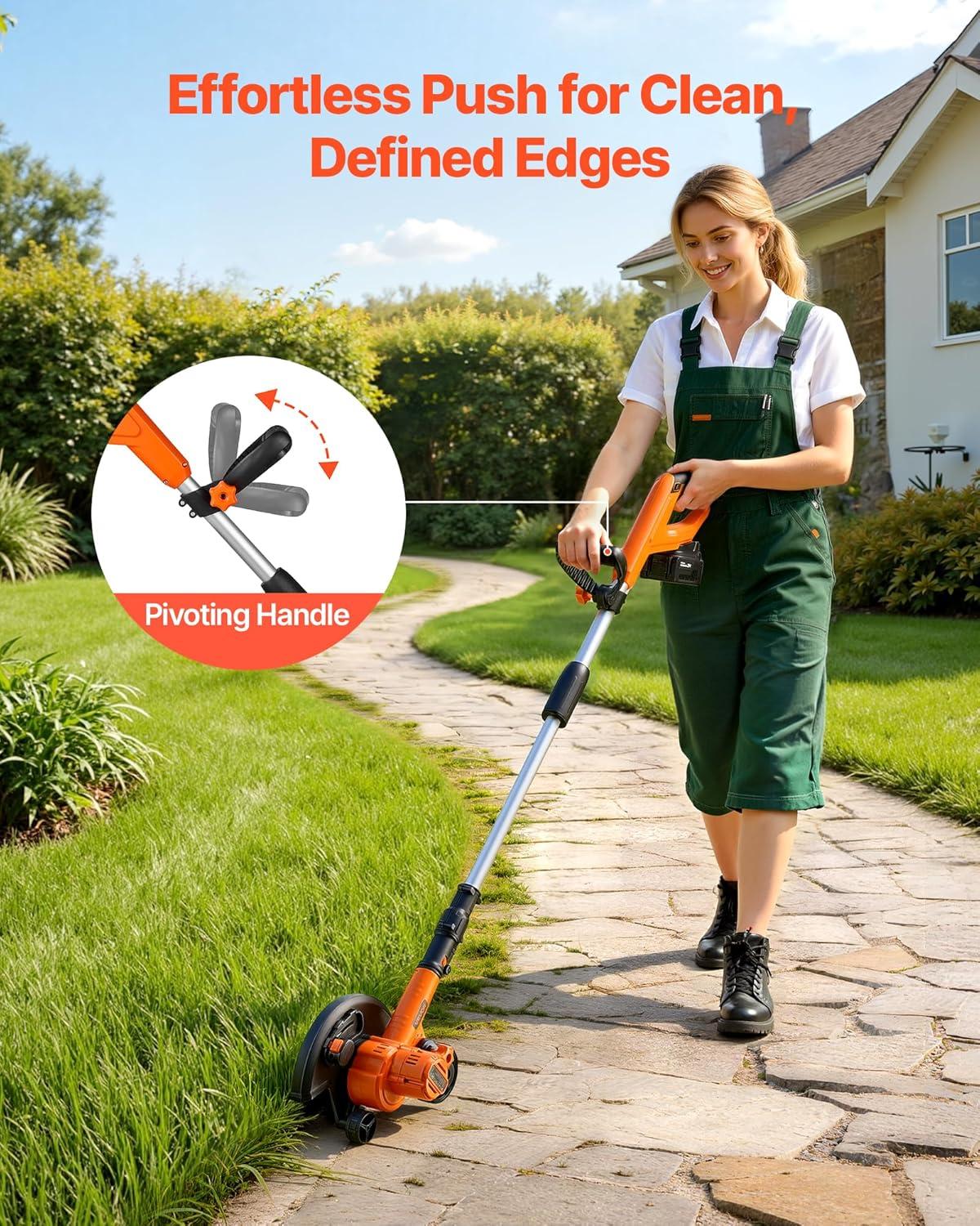 image:imageVEVOR Lawn Edger 8inch Blade Length 12 Amp Electric Edger Lawn Tool 4000 RPM with 3Position Blade Depth 65 Mn Pivoting Handle Dual Wheels for Lawns Driveways Yards and Sidewalk Edges20 Vnew version