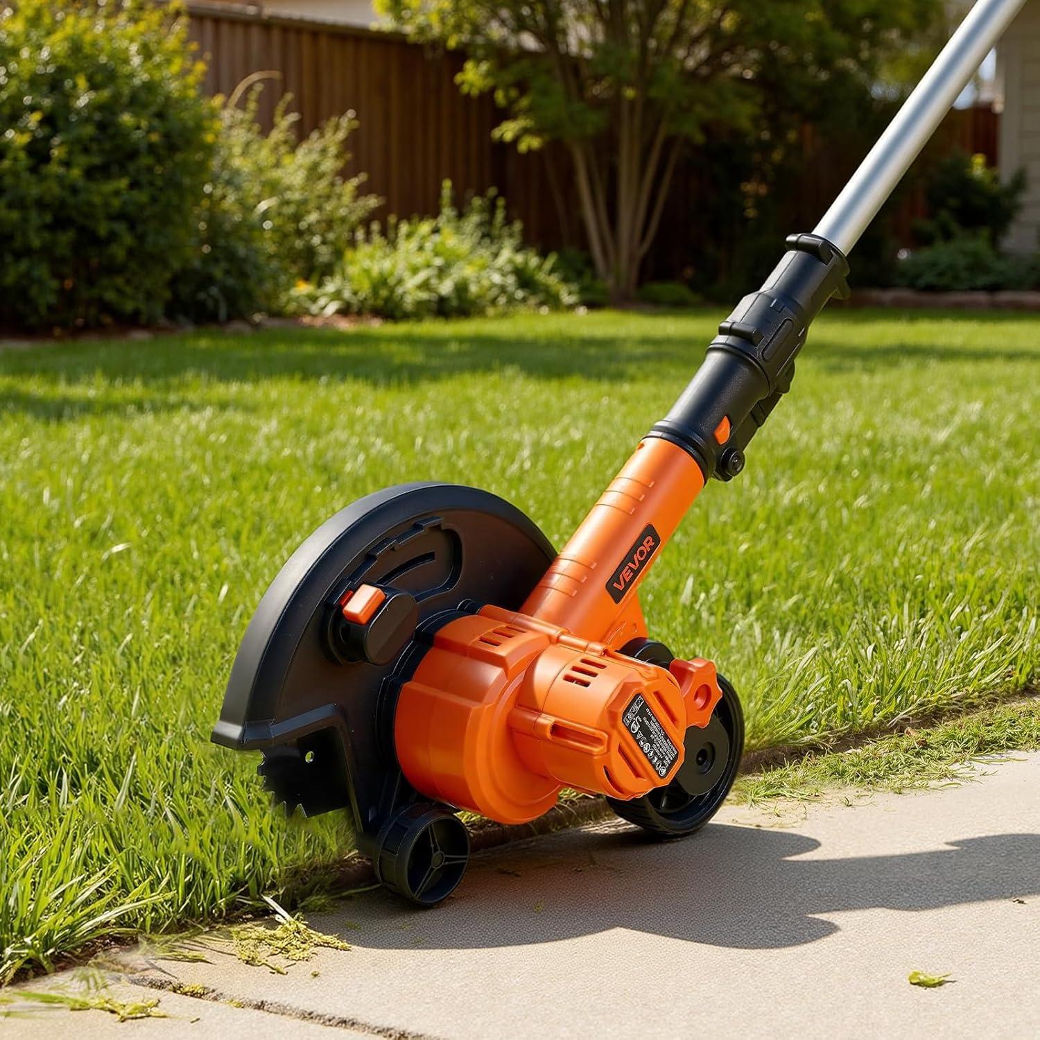 image:imageVEVOR Lawn Edger 8inch Blade Length 12 Amp Electric Edger Lawn Tool 4000 RPM with 3Position Blade Depth 65 Mn Pivoting Handle Dual Wheels for Lawns Driveways Yards and Sidewalk Edges20 Vnew version
