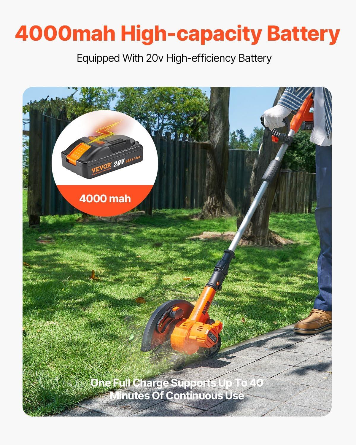 image:imageVEVOR Lawn Edger 8inch Blade Length 12 Amp Electric Edger Lawn Tool 4000 RPM with 3Position Blade Depth 65 Mn Pivoting Handle Dual Wheels for Lawns Driveways Yards and Sidewalk Edges20 V