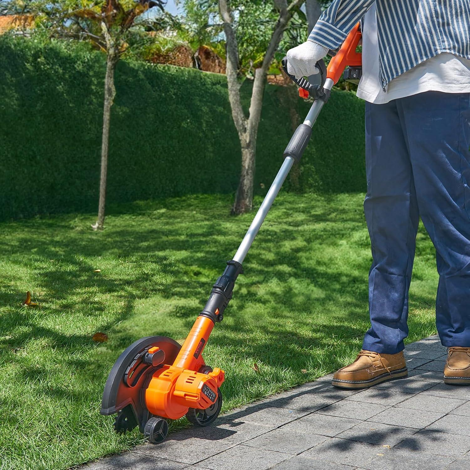 image:imageVEVOR Lawn Edger 8inch Blade Length 12 Amp Electric Edger Lawn Tool 4000 RPM with 3Position Blade Depth 65 Mn Pivoting Handle Dual Wheels for Lawns Driveways Yards and Sidewalk Edges20 V
