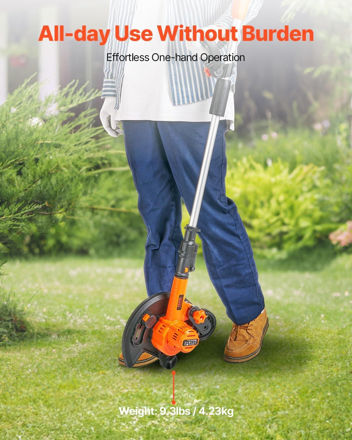image:imageVEVOR Lawn Edger 8inch Blade Length 12 Amp Electric Edger Lawn Tool 4000 RPM with 3Position Blade Depth 65 Mn Pivoting Handle Dual Wheels for Lawns Driveways Yards and Sidewalk Edges20 V