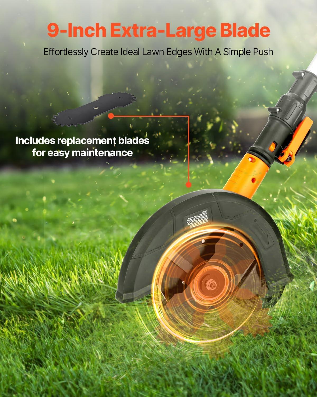 image:imageVEVOR Lawn Edger 8inch Blade Length 12 Amp Electric Edger Lawn Tool 4000 RPM with 3Position Blade Depth 65 Mn Pivoting Handle Dual Wheels for Lawns Driveways Yards and Sidewalk Edges20 V