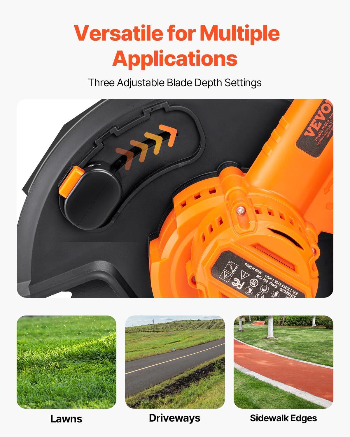 image:imageVEVOR Lawn Edger 8inch Blade Length 12 Amp Electric Edger Lawn Tool 4000 RPM with 3Position Blade Depth 65 Mn Pivoting Handle Dual Wheels for Lawns Driveways Yards and Sidewalk Edges20 V