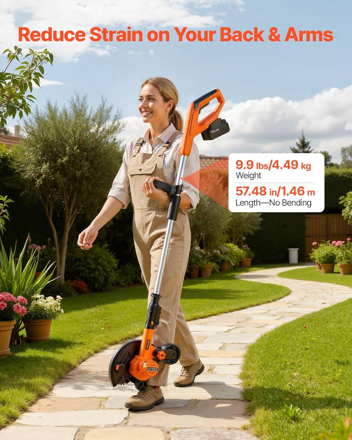 image:imageVEVOR Lawn Edger 8inch Blade Length 12 Amp Electric Edger Lawn Tool 4000 RPM with 3Position Blade Depth 65 Mn Pivoting Handle Dual Wheels for Lawns Driveways Yards and Sidewalk Edges20 Vnew version