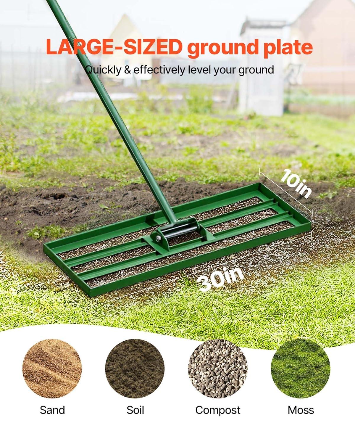 image:imageVEVOR Lawn Leveling Rake 30 in x 10 in Level Lawn Tool HeavyDuty Lawn Leveler with 78 in Steel Extended Handle Rake Suit CPPZP1030000Q4VM8V0