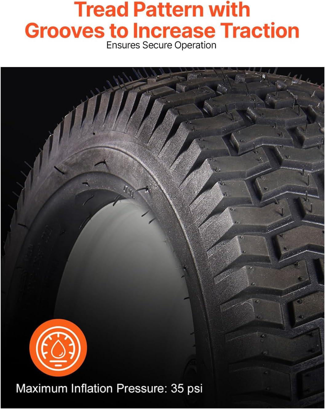 image:imageVEVOR Lawn Mower Tires 16x658 in Tubeless Tractor Tires with Rim 2 Pack Tire amp Wheel 3 in Offset Hub Turf Pneumatic Tires 34 in Bushing Size 16 PCS Adapters for Riding Mower Lawn TractorTubeless with Rim