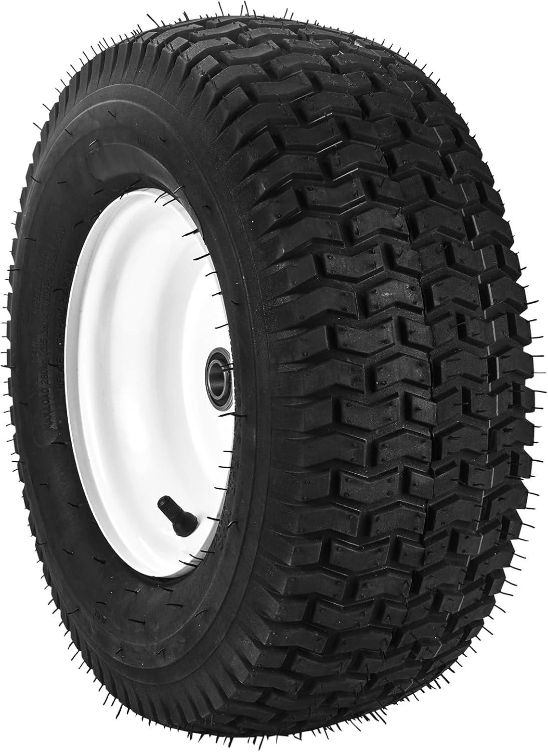image:imageVEVOR Lawn Mower Tires 16x658 in Tubeless Tractor Tires with Rim 2 Pack Tire amp Wheel 3 in Offset Hub Turf Pneumatic Tires 34 in Bushing Size 16 PCS Adapters for Riding Mower Lawn TractorTubeless with Rim