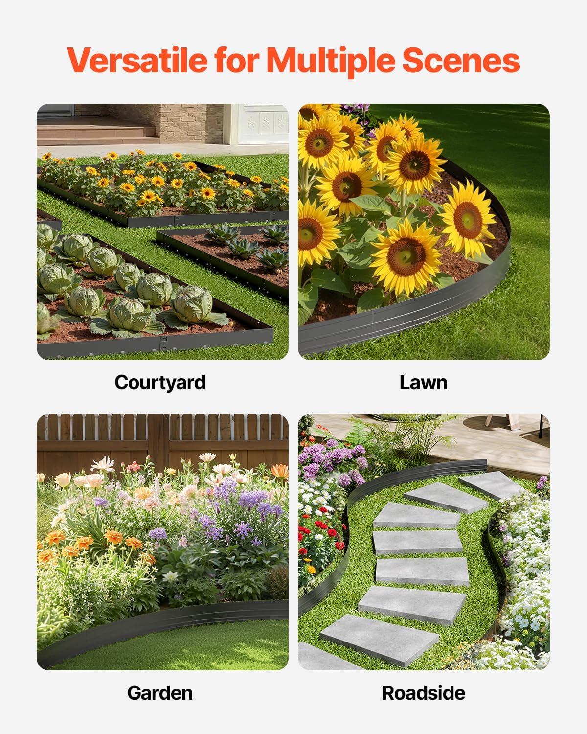 image:imageVEVOR Metal Landscape Edging 8 Packs 72 in RustResistant Aluminum Alloy Landscape Edging Bendable Garden Edging Border Heavy Duty Lawn Edging Fence for Flower Bed Yard Pathway10 Packs 60 in