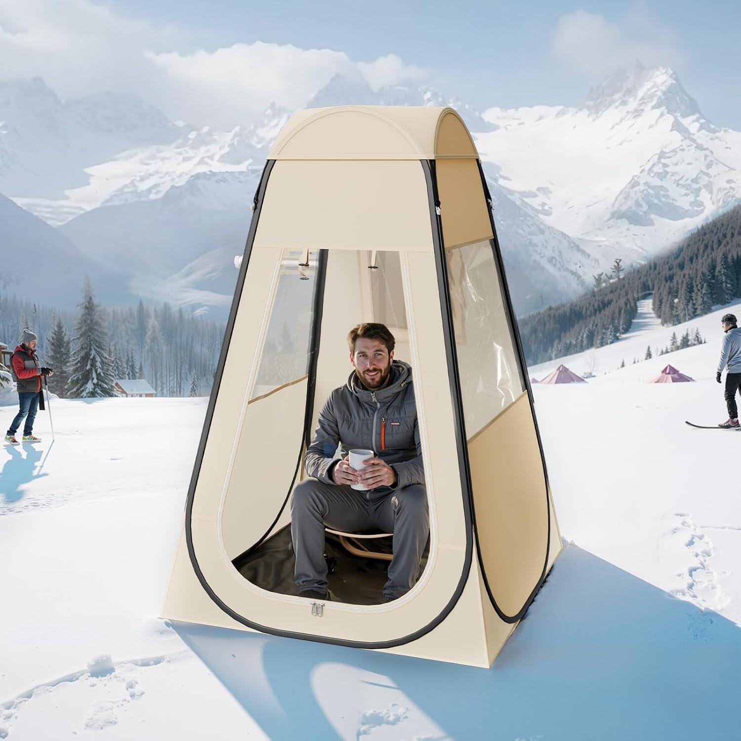 image:imageVEVOR Pop up Sports Tent 8 Sizes Optional Clear Bubble Tent for 16 Person Waterproof Outdoor Pod with Floor Mat amp Top Cover Garden Igloo Dome Tents Camping Shelter for Sports WatchingBeige Clear