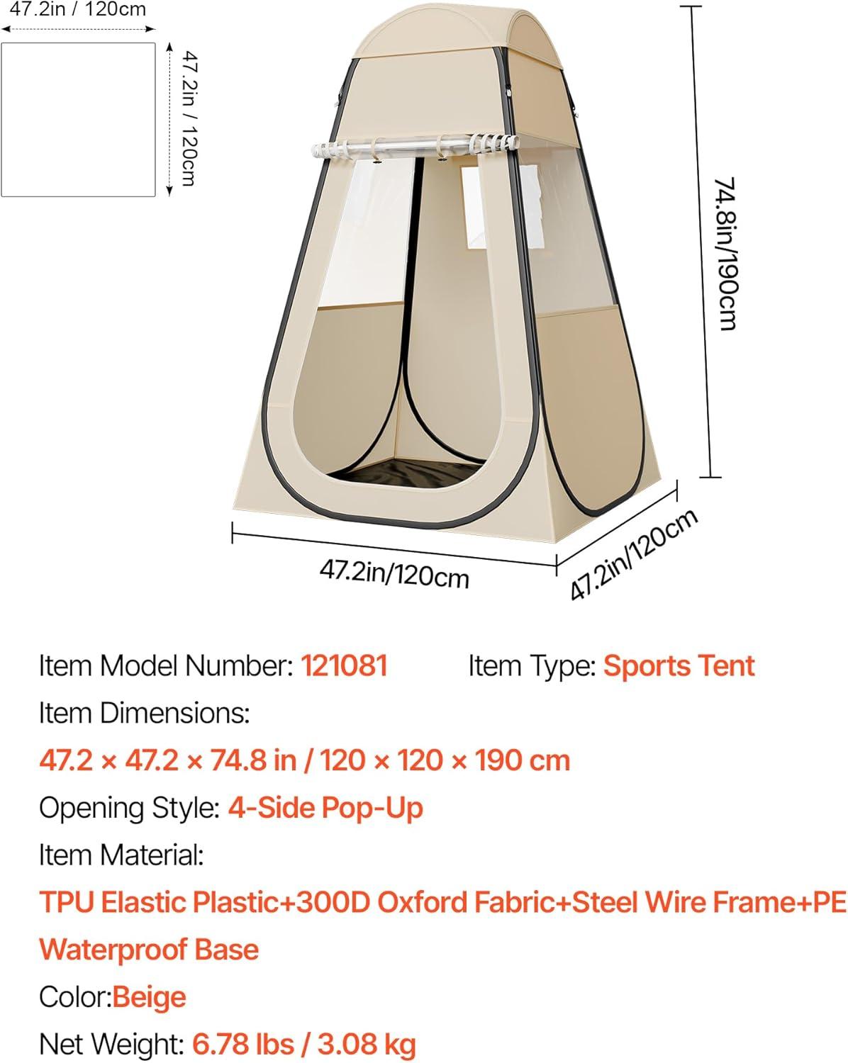 image:imageVEVOR Pop up Sports Tent 8 Sizes Optional Clear Bubble Tent for 16 Person Waterproof Outdoor Pod with Floor Mat amp Top Cover Garden Igloo Dome Tents Camping Shelter for Sports WatchingBeige Clear