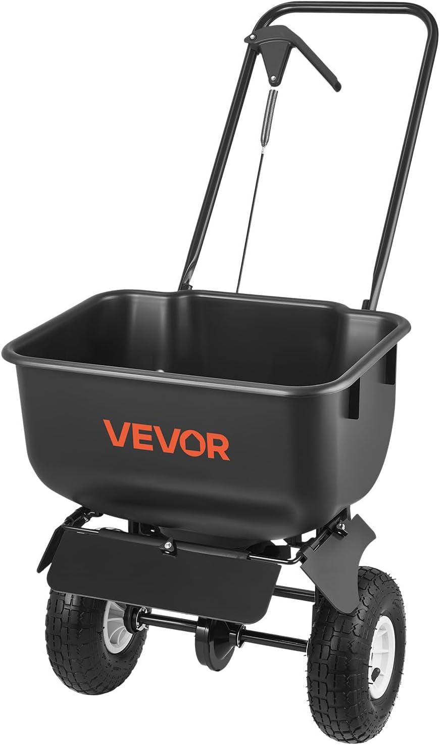 image:imageVEVOR Push Lawn Spreader 12ft Spreading Width Broadcast Spreader with 80lbs Load Capacity amp 10 in AllTerrain Tires WalkBehind Garden amp Lawn Broadcast Spreaders for Seed Fertilizer Salt Ice Melt