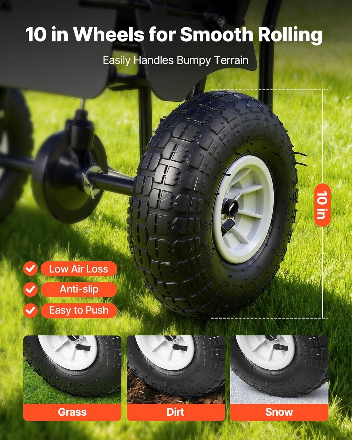 image:imageVEVOR Push Lawn Spreader 12ft Spreading Width Broadcast Spreader with 80lbs Load Capacity amp 10 in AllTerrain Tires WalkBehind Garden amp Lawn Broadcast Spreaders for Seed Fertilizer Salt Ice Melt