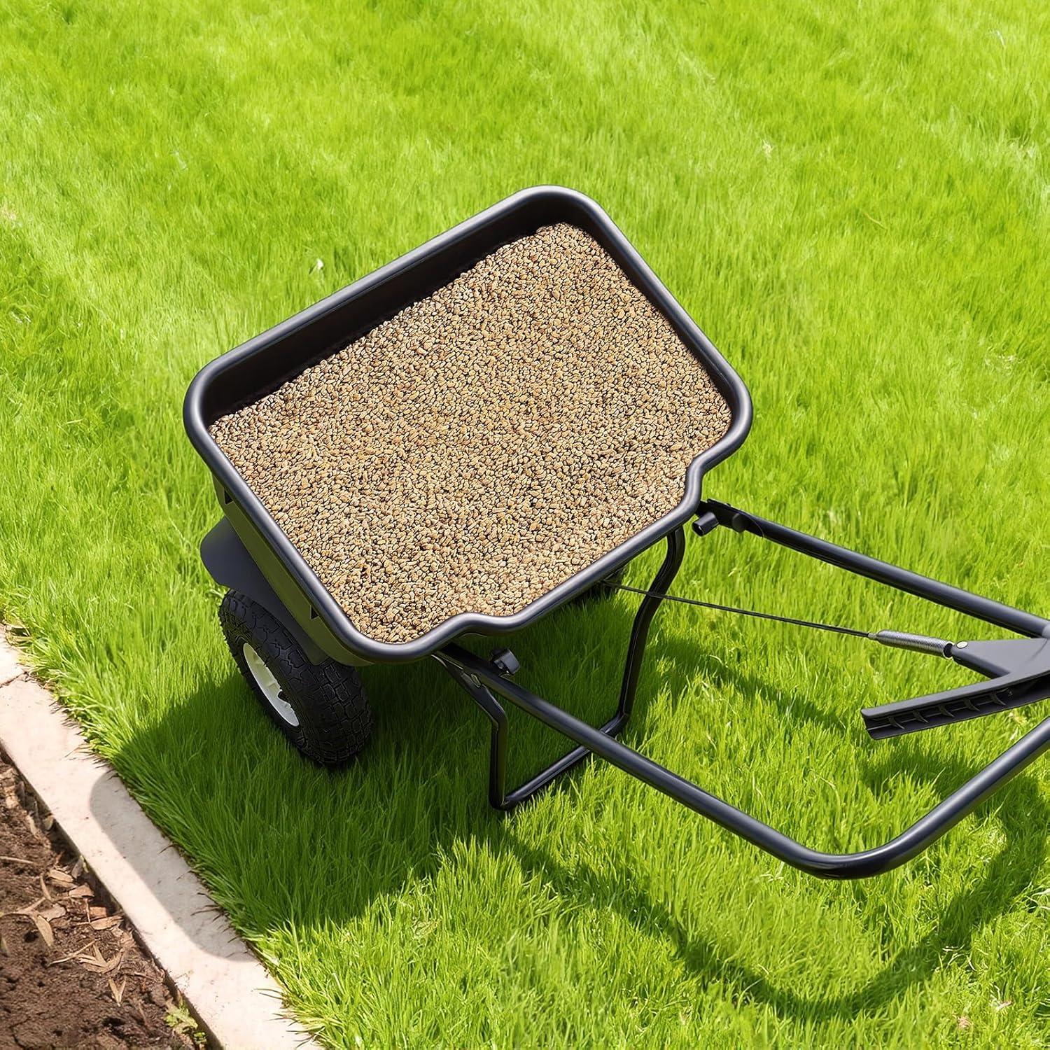 image:imageVEVOR Push Lawn Spreader 12ft Spreading Width Broadcast Spreader with 80lbs Load Capacity amp 10 in AllTerrain Tires WalkBehind Garden amp Lawn Broadcast Spreaders for Seed Fertilizer Salt Ice Melt