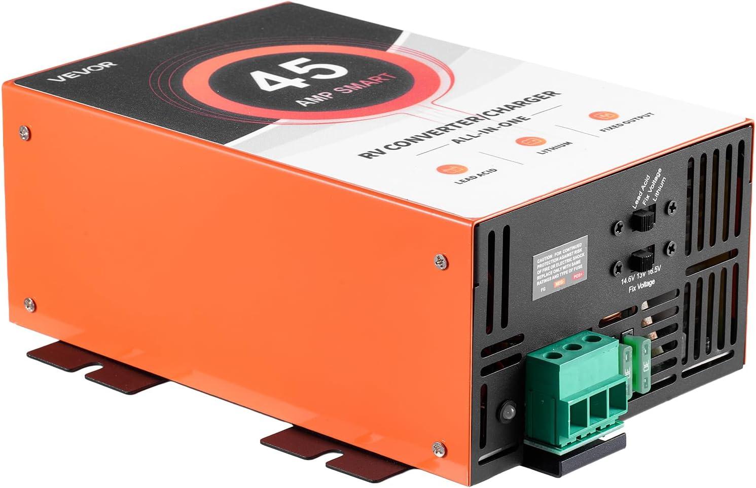 image:imageVEVOR RV Power Converter 65 Amp 110V AC to 12V DC RV Converter Battery Charger Multi Stage Smart Charging 13V to 165V Operating Range Compatible with Lithium amp Lead Acid Battery for Camper45 AMP