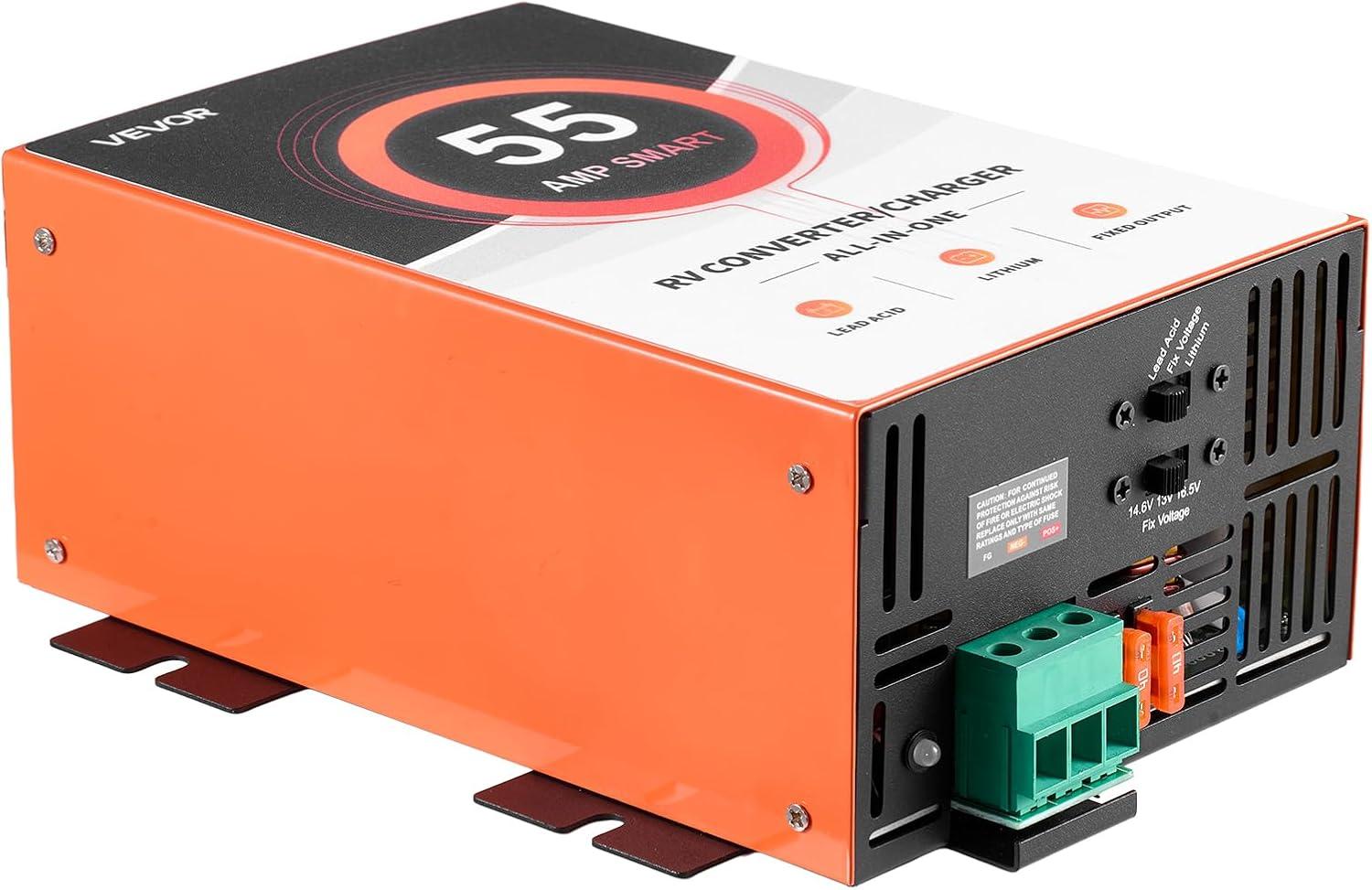 image:imageVEVOR RV Power Converter 65 Amp 110V AC to 12V DC RV Converter Battery Charger Multi Stage Smart Charging 13V to 165V Operating Range Compatible with Lithium amp Lead Acid Battery for Camper55 AMP