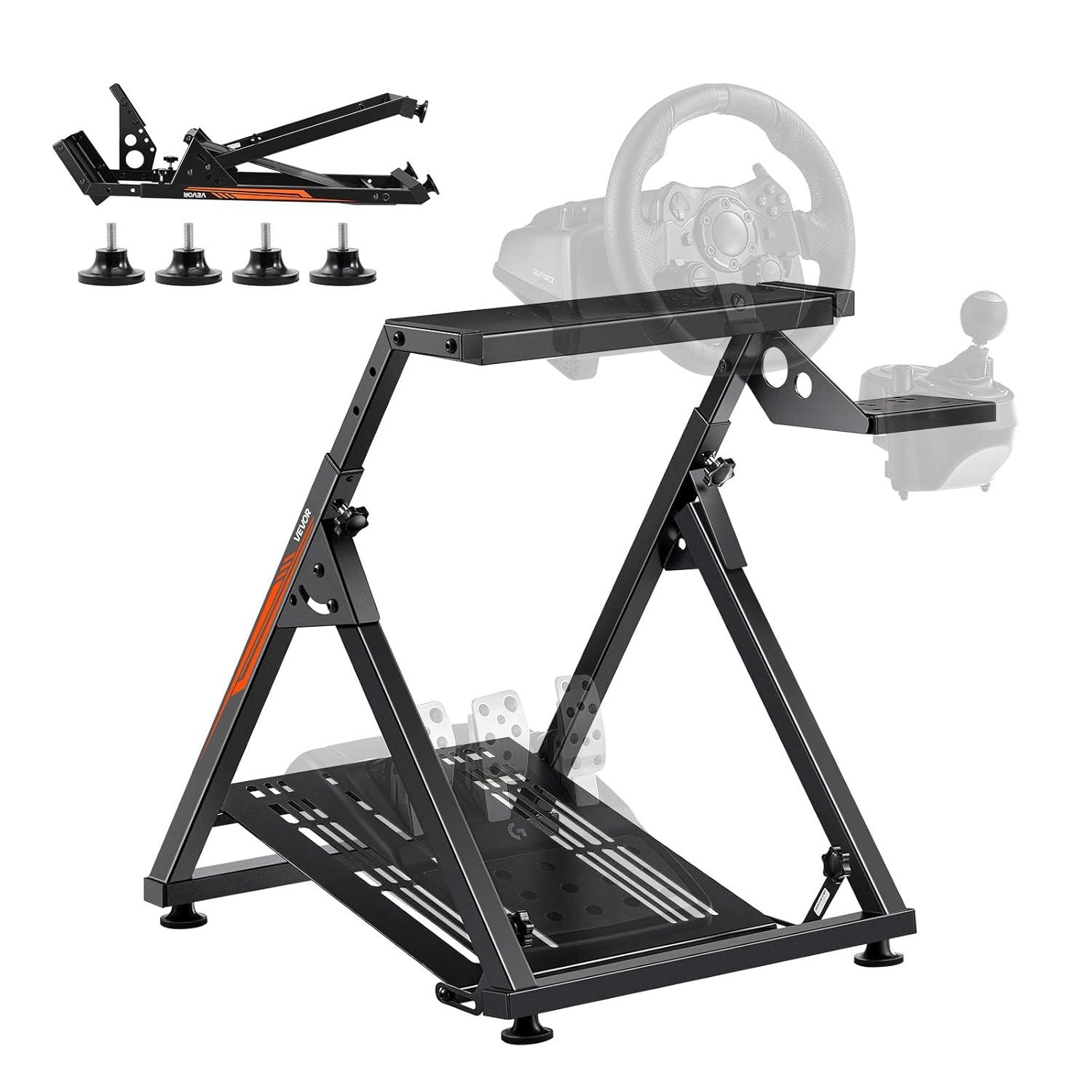 image:imageVEVOR Racing Wheel Stand HeavyDuty Simulator Cockpit Steering Stand with DualRail DualArm Fit Logitech G25G27G29G920G923 Thrustmaster T300RSTX F458T500RST3PAPRO F1GT and CSR PedalsXshaped lite