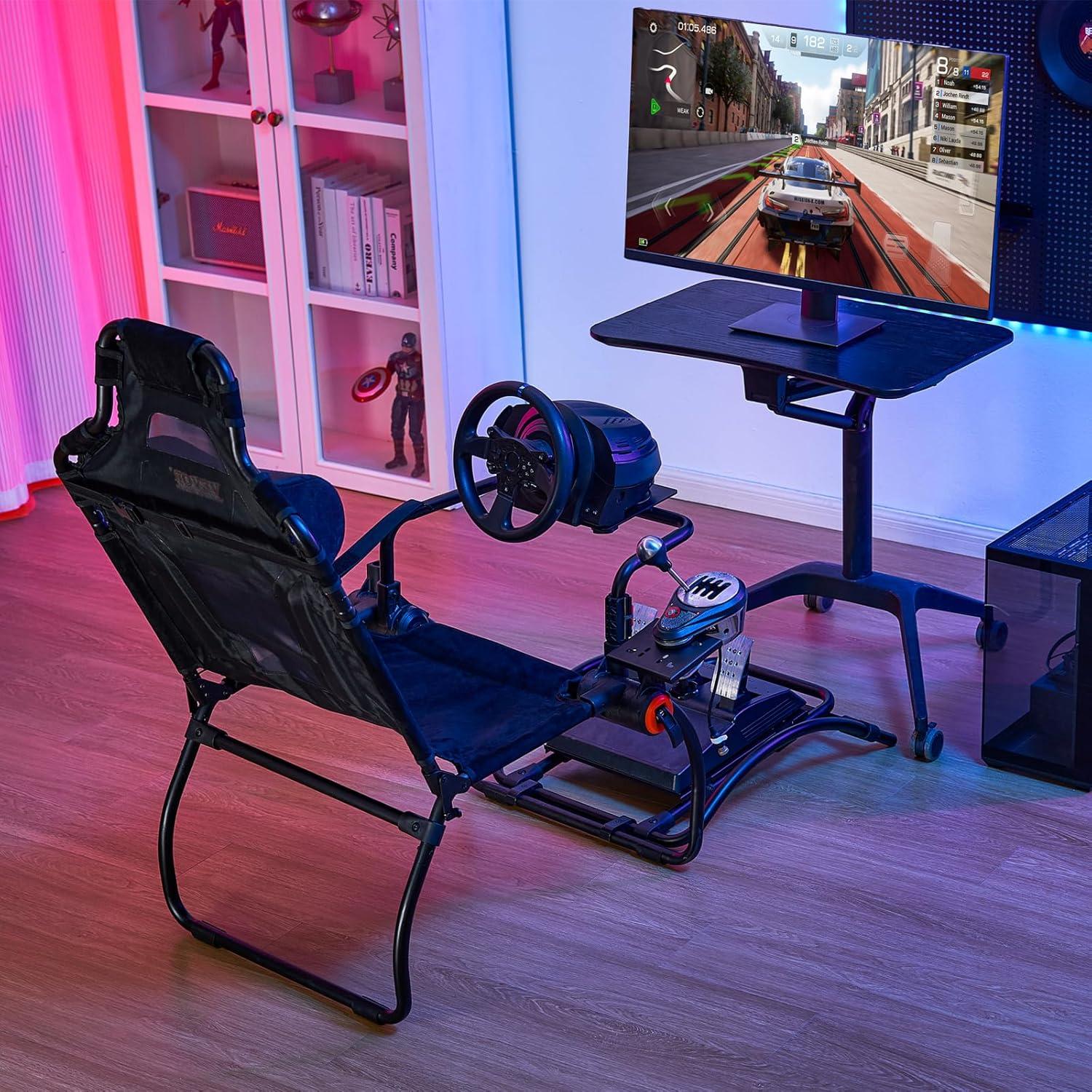 image:imageVEVOR Racing Wheel Stand Racing Cockpit with Wheels for Logitech G923 G920 G29 amp Thrustmaster T248P Heavy Duty Steel Adjustable Cockpit Max Load 330 LBSPortable Small Base