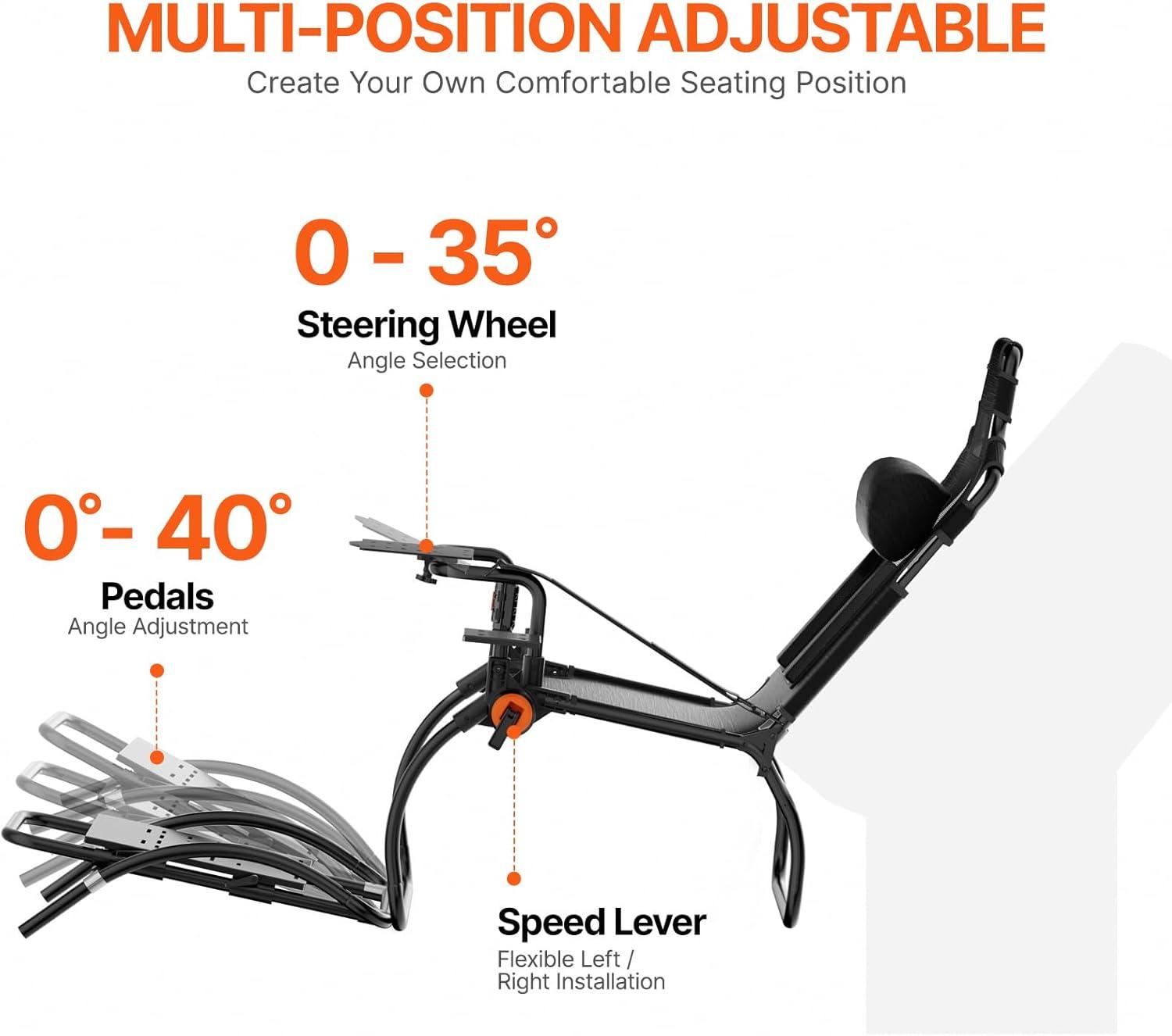 image:imageVEVOR Racing Wheel Stand Racing Cockpit with Wheels for Logitech G923 G920 G29 amp Thrustmaster T248P Heavy Duty Steel Adjustable Cockpit Max Load 330 LBSPortable Small Base