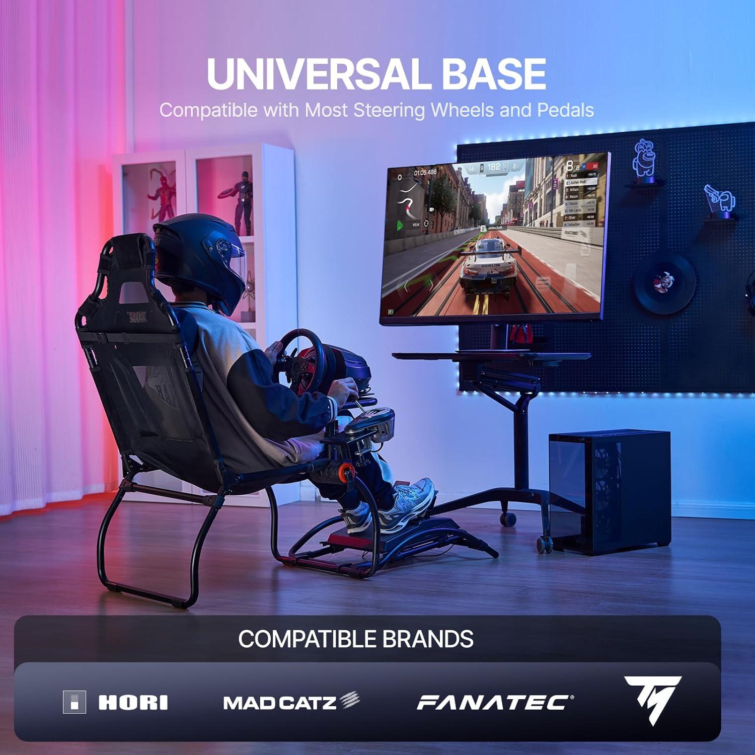 image:imageVEVOR Racing Wheel Stand Racing Cockpit with Wheels for Logitech G923 G920 G29 amp Thrustmaster T248P Heavy Duty Steel Adjustable Cockpit Max Load 330 LBSPortable Small Base