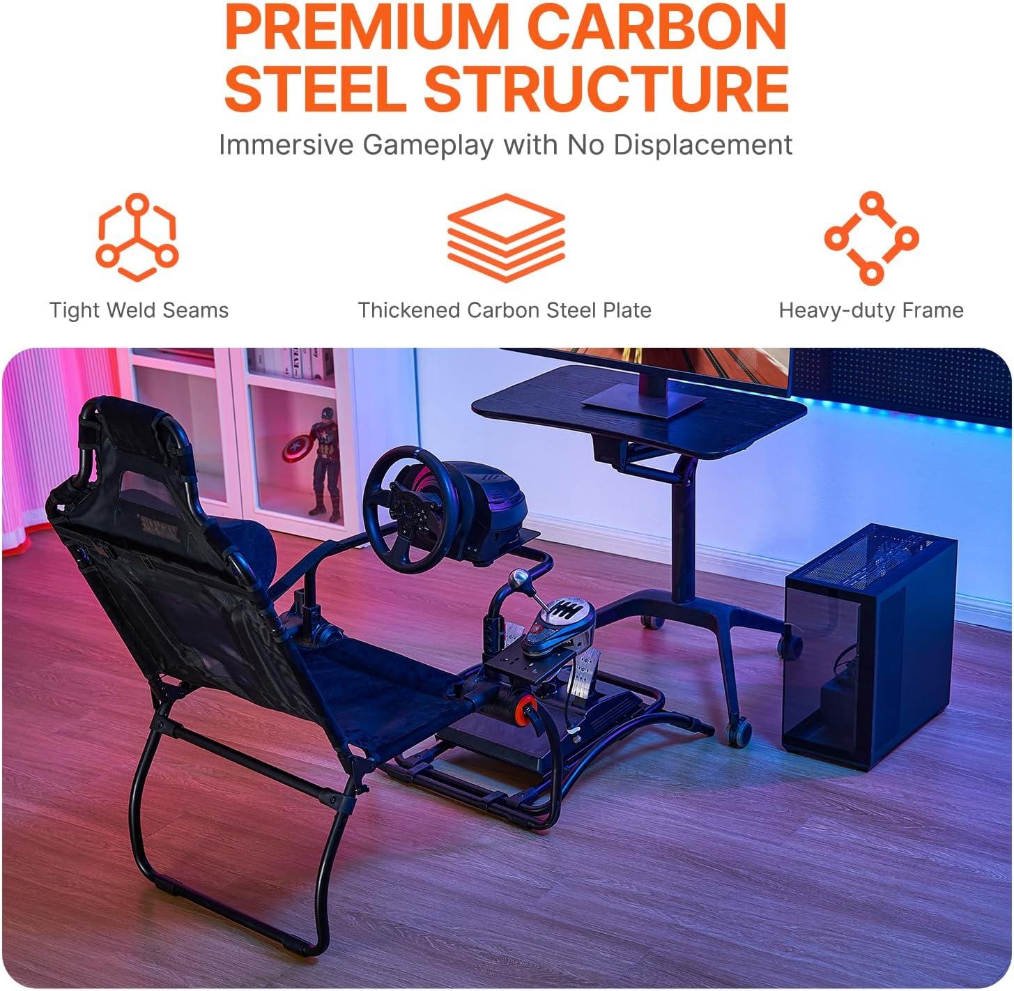 image:imageVEVOR Racing Wheel Stand Racing Cockpit with Wheels for Logitech G923 G920 G29 amp Thrustmaster T248P Heavy Duty Steel Adjustable Cockpit Max Load 330 LBSPortable Small Base