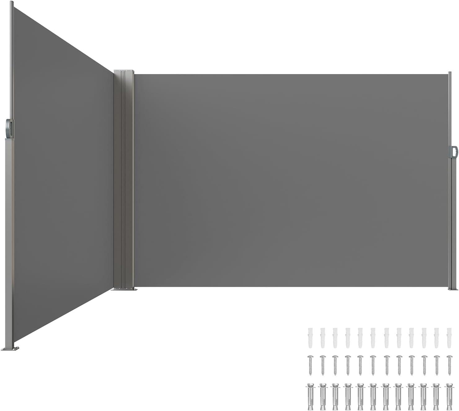 image:imageVEVOR Retractable Side Awning 71 x 118 Patio Retractable Side Screen with 180 gm Polyester Fabric Waterproof Sunshade Outdoor Privacy Screen Room Divider for Garden Balcony Pools Deck GrayGray