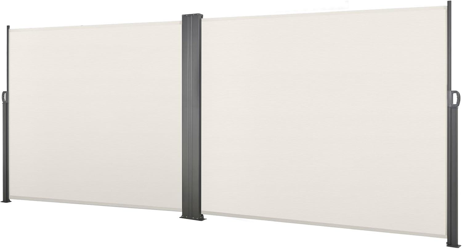 image:imageVEVOR Retractable Side Awning 71 x 118 Patio Retractable Side Screen with 180 gm Polyester Fabric Waterproof Sunshade Outdoor Privacy Screen Room Divider for Garden Balcony Pools Deck GrayBeige