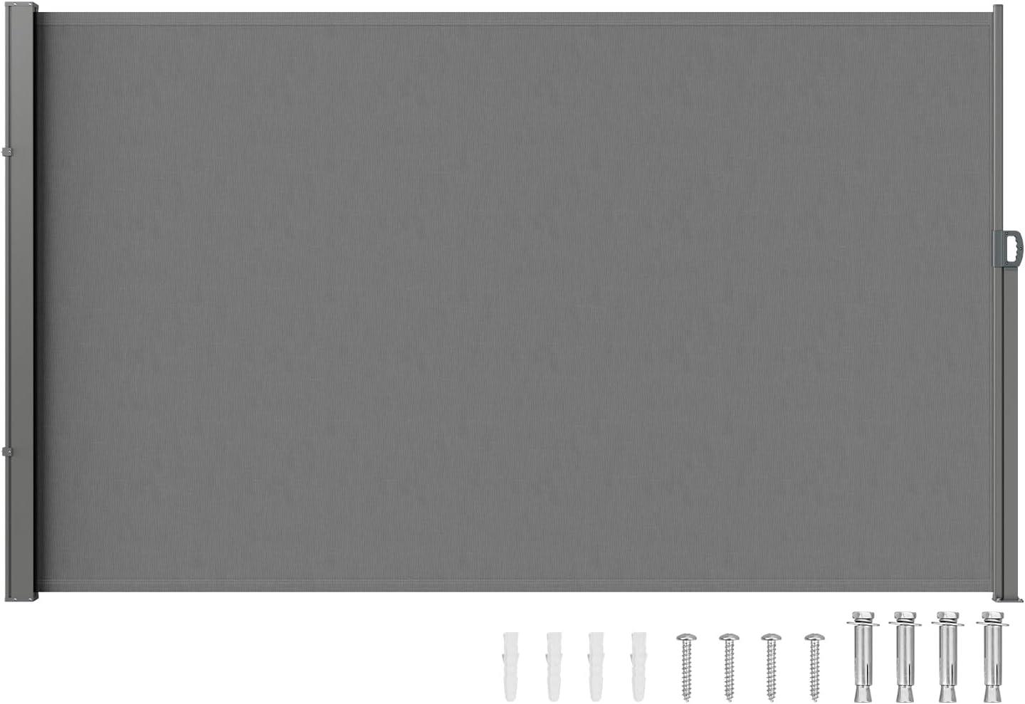 image:imageVEVOR Retractable Side Awning 71 x 118 Patio Retractable Side Screen with 180 gm Polyester Fabric Waterproof Sunshade Outdoor Privacy Screen Room Divider for Garden Balcony Pools Deck GrayGray