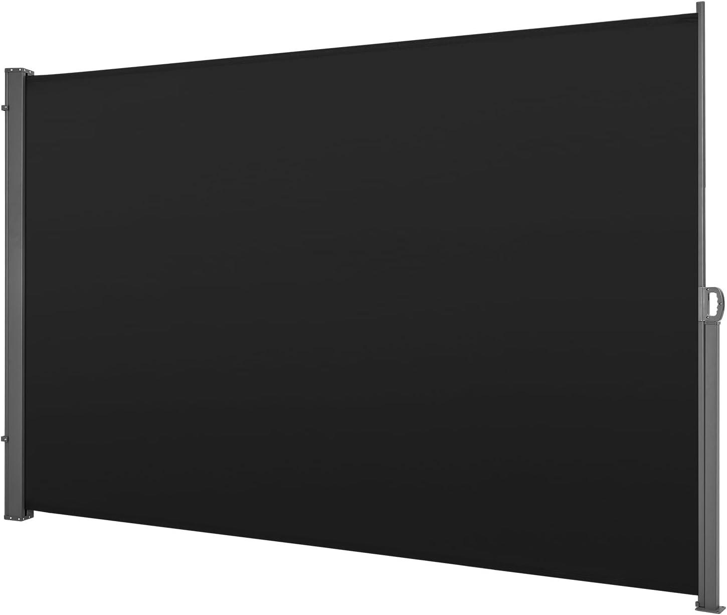 image:imageVEVOR Retractable Side Awning 71 x 118 Patio Retractable Side Screen with 180 gm Polyester Fabric Waterproof Sunshade Outdoor Privacy Screen Room Divider for Garden Balcony Pools Deck GrayBlack