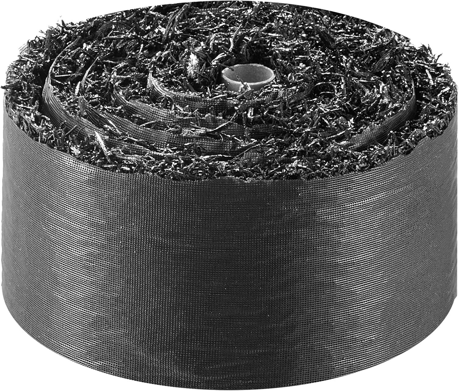image:imageVEVOR Rubber Mulch Mat Roll 4 Rolls 120 x 45 in Recycled Rubber Permanent Mulch Edging Border NaturalLooking Flower Barrier with Stakes 05 in Thick Cuttable Garden Edgings for Landscaping