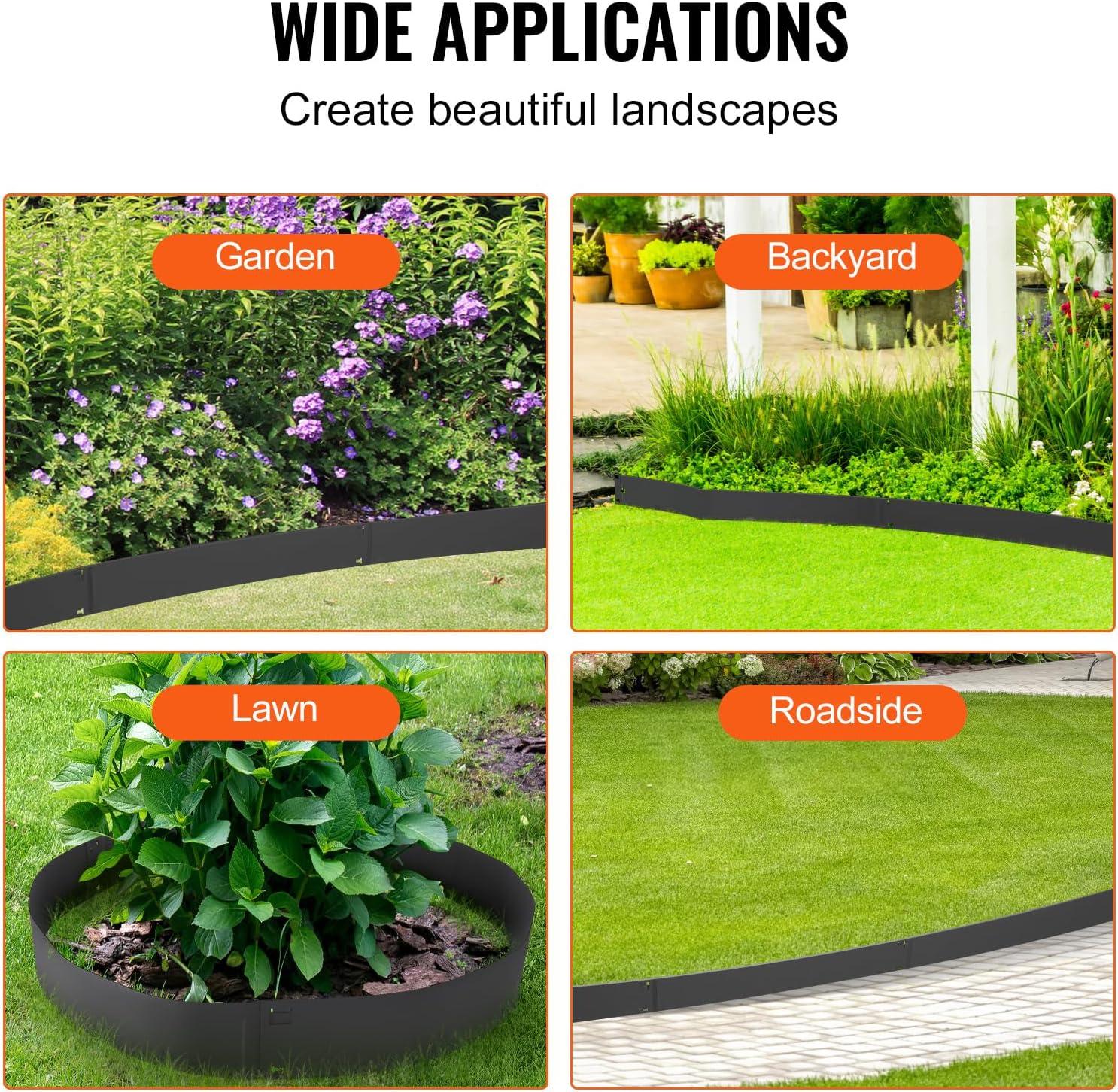 image:imageVEVOR Steel Landscape Edging 5 Packs 39 x 5 in RustResistant Metal Landscape Edging Bendable Garden Edging Border Heavy Duty Lawn Edging EasytoInstall Flower Bed Yard Pathway Divider Dark Gray39 L x 3 H