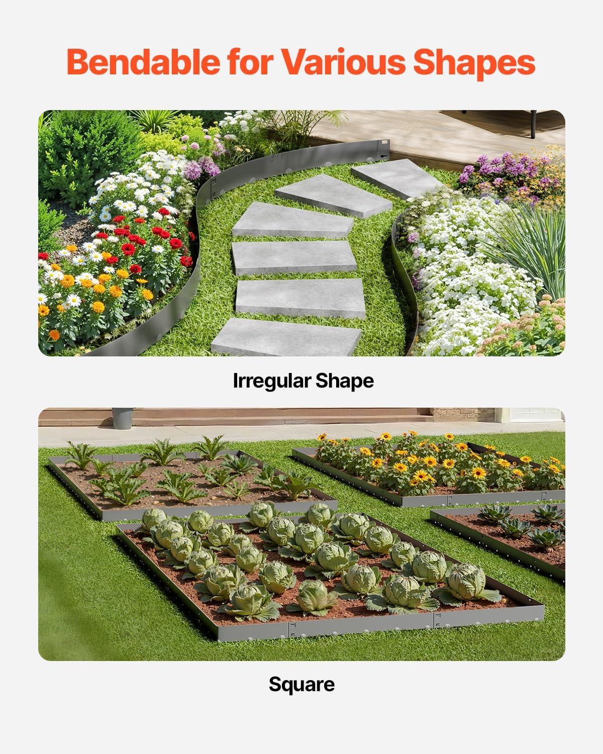 image:imageVEVOR Steel Landscape Edging 5 Packs 39 x 5 in RustResistant Metal Landscape Edging Bendable Garden Edging Border Heavy Duty Lawn Edging EasytoInstall Flower Bed Yard Pathway Divider Dark Gray39 L x 4 H