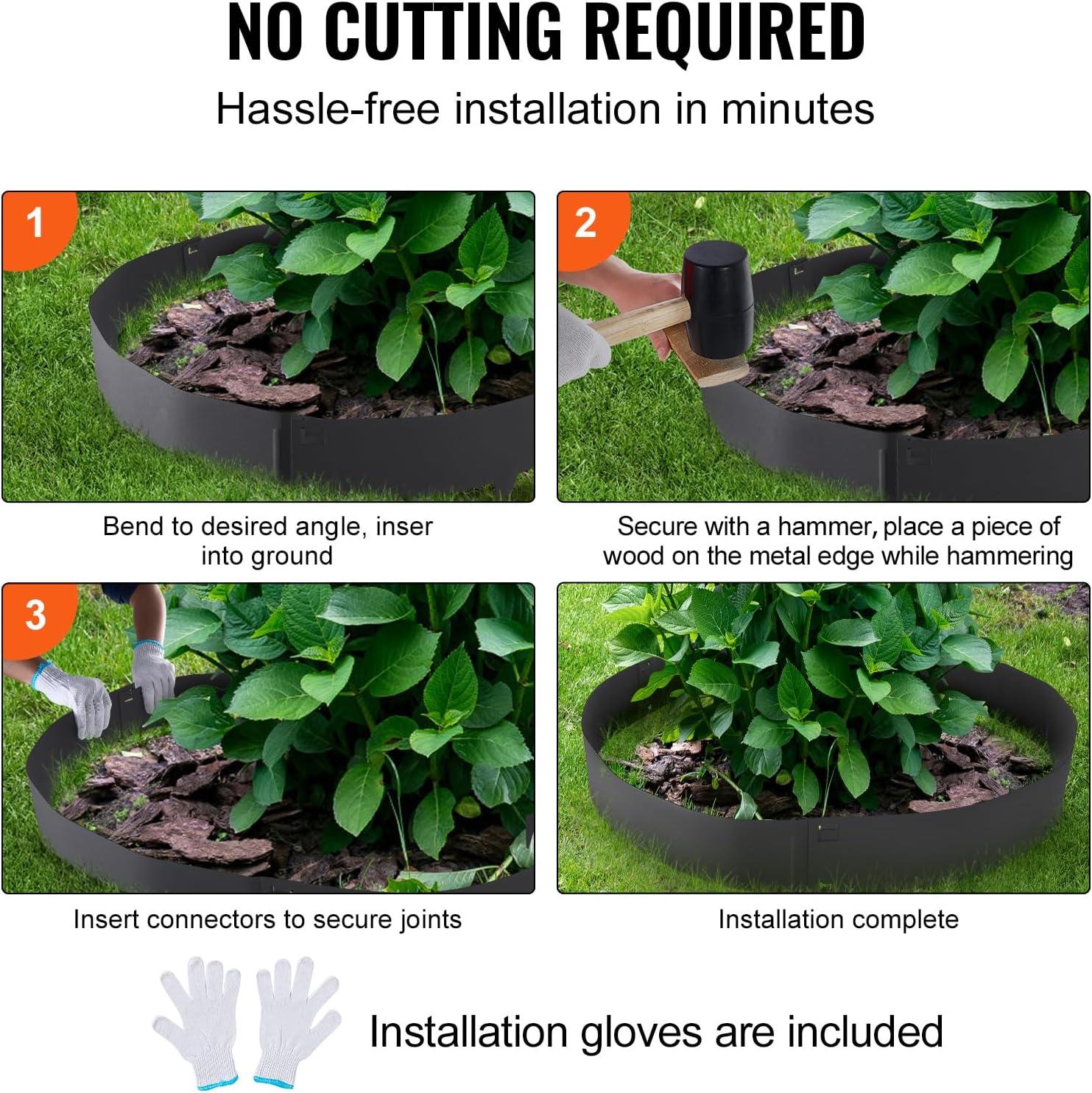 image:imageVEVOR Steel Landscape Edging 5 Packs 39 x 5 in RustResistant Metal Landscape Edging Bendable Garden Edging Border Heavy Duty Lawn Edging EasytoInstall Flower Bed Yard Pathway Divider Dark Gray39 L x 4 H