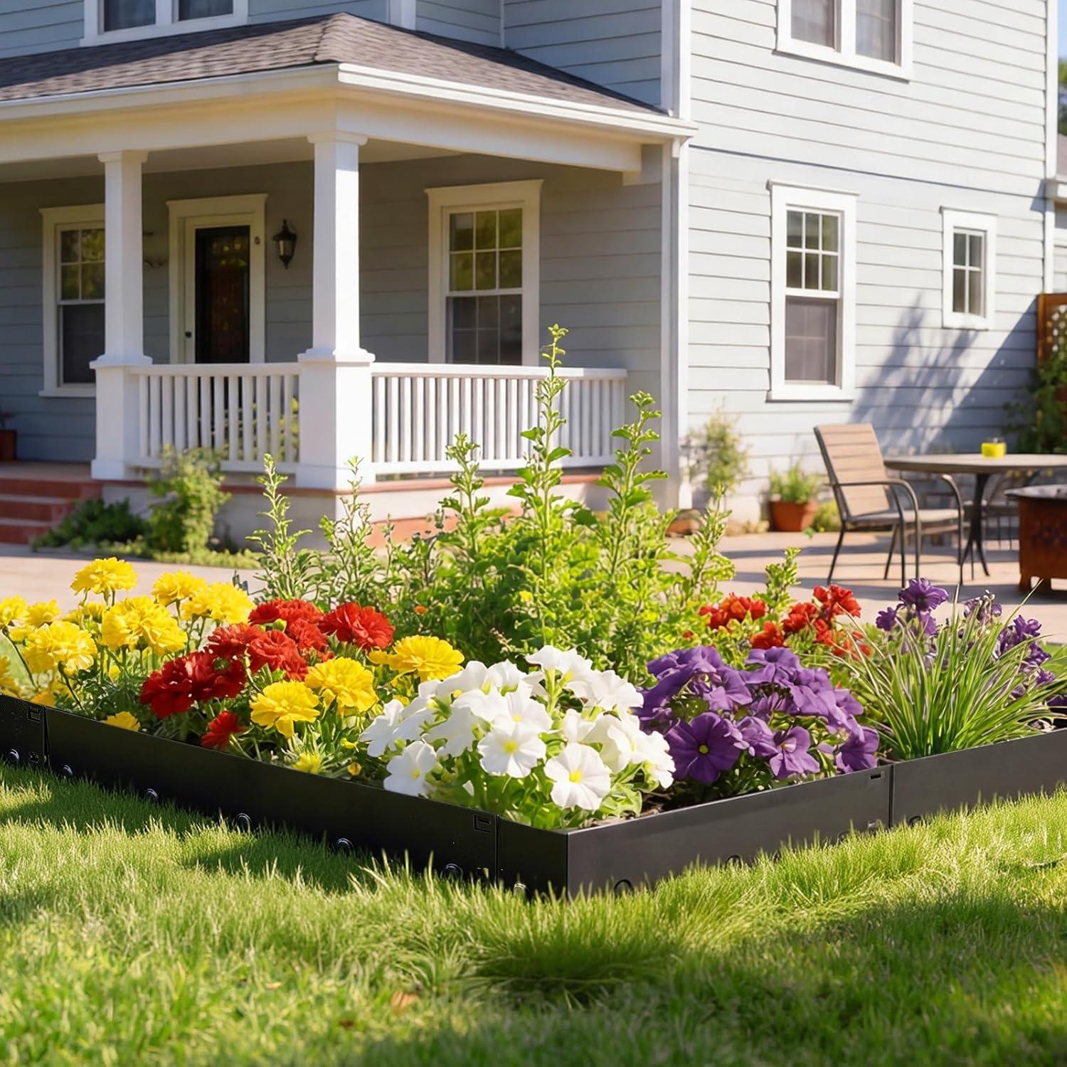 image:imageVEVOR Steel Landscape Edging 5 Packs 39 x 5 in RustResistant Metal Landscape Edging Bendable Garden Edging Border Heavy Duty Lawn Edging EasytoInstall Flower Bed Yard Pathway Divider Dark Gray40 L x 815 H 5315in