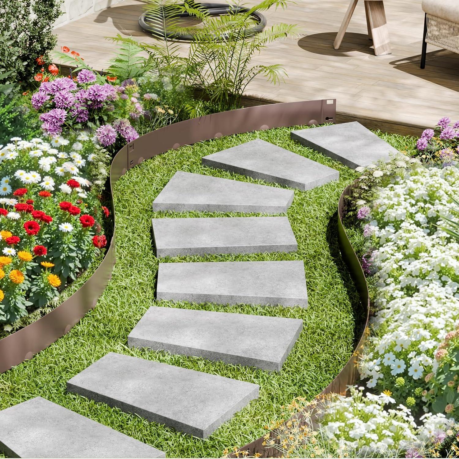 image:imageVEVOR Steel Landscape Edging 5 Packs 39 x 5 in RustResistant Metal Landscape Edging Bendable Garden Edging Border Heavy Duty Lawn Edging EasytoInstall Flower Bed Yard Pathway Divider Dark Gray39 L x 3 H