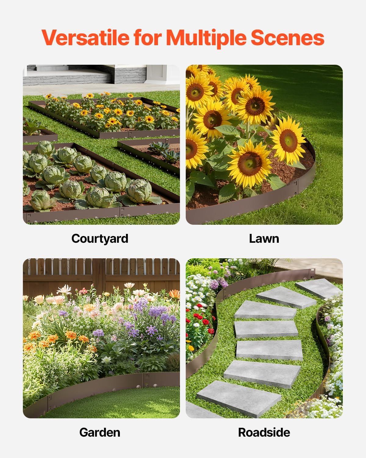 image:imageVEVOR Steel Landscape Edging 5 Packs 39 x 5 in RustResistant Metal Landscape Edging Bendable Garden Edging Border Heavy Duty Lawn Edging EasytoInstall Flower Bed Yard Pathway Divider Dark Gray39 L x 3 H