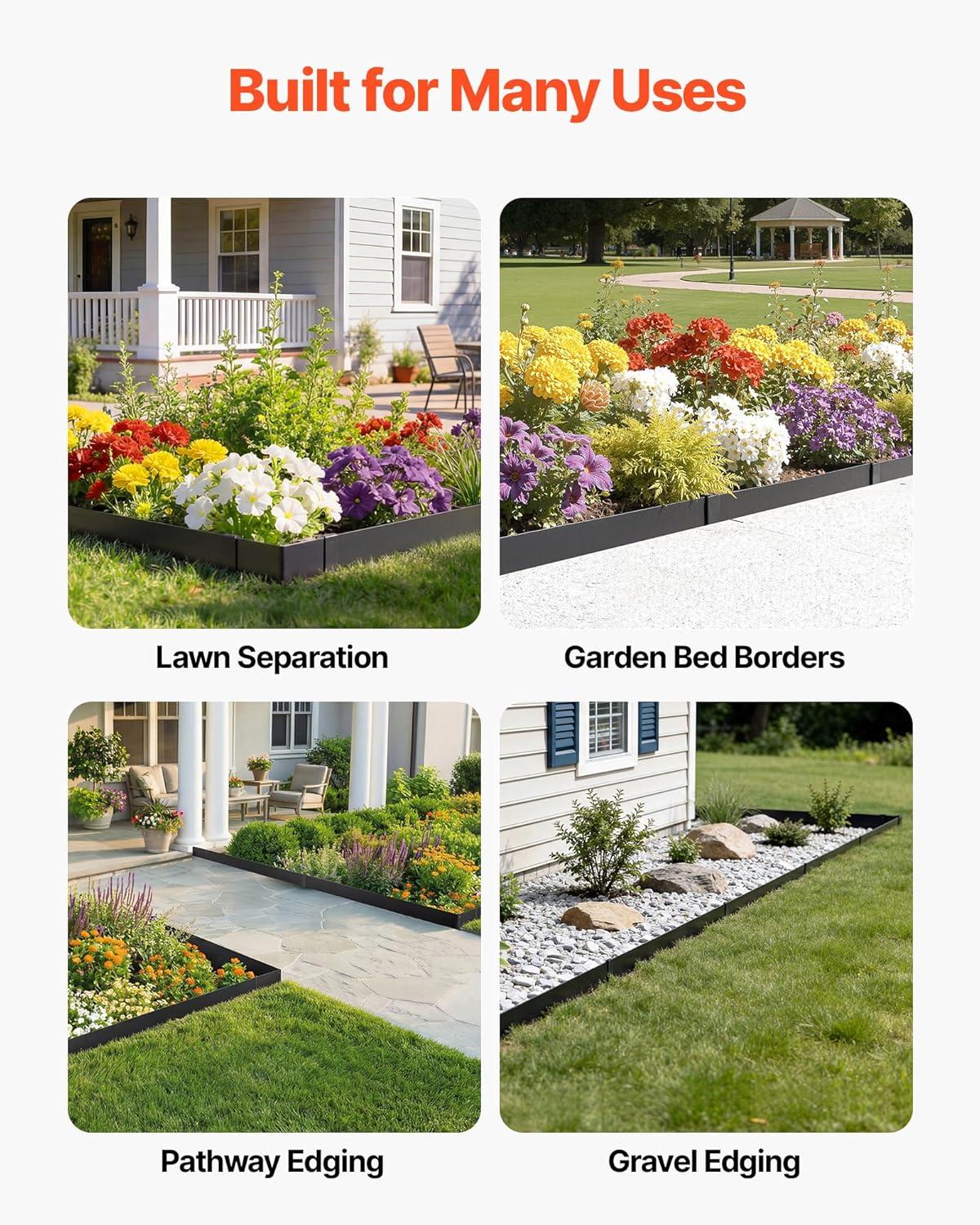 image:imageVEVOR Steel Landscape Edging 5 Packs 39 x 5 in RustResistant Metal Landscape Edging Bendable Garden Edging Border Heavy Duty Lawn Edging EasytoInstall Flower Bed Yard Pathway Divider Dark Gray40 L x 45 H 225in