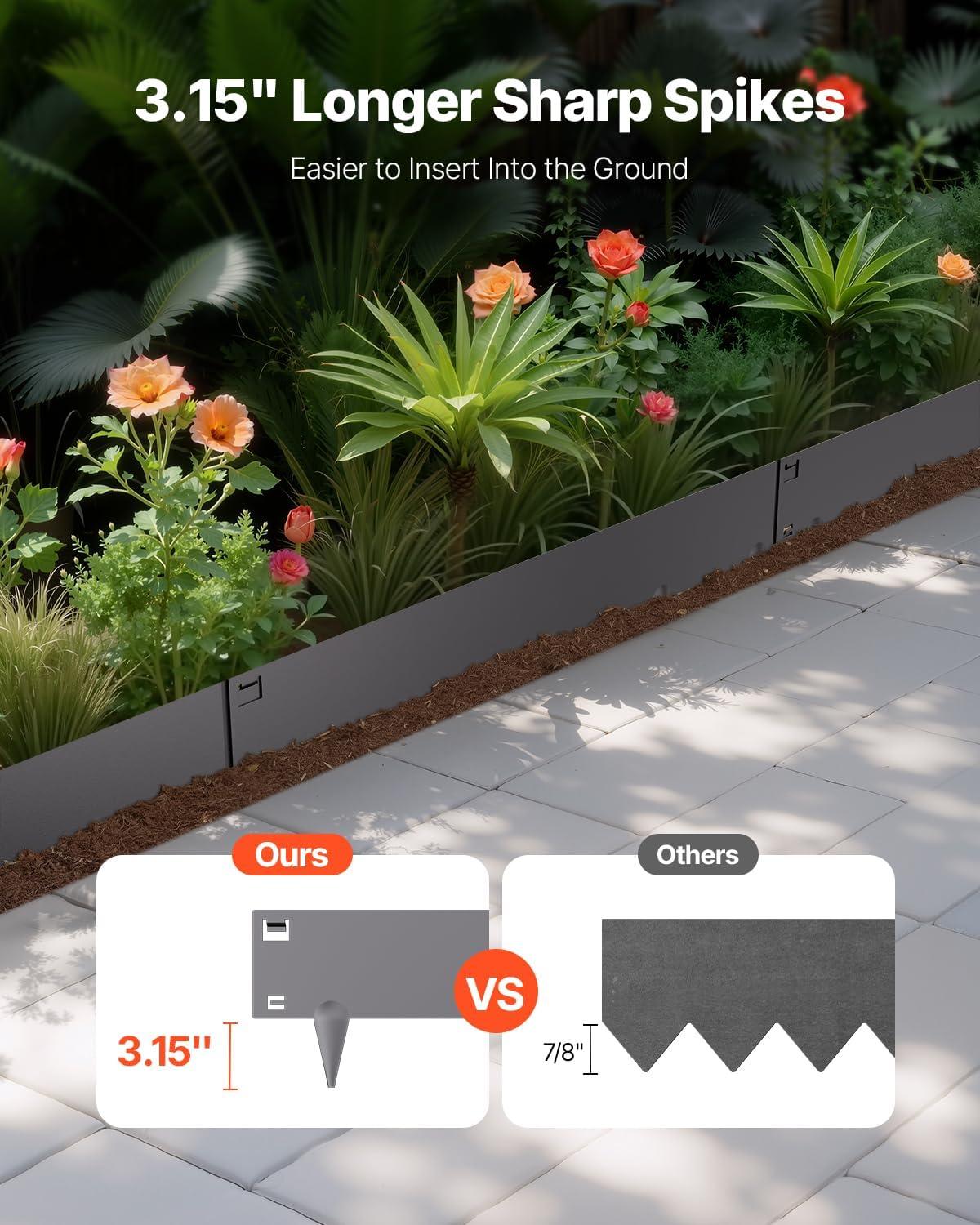 image:imageVEVOR Steel Landscape Edging 5 Packs 39 x 5 in RustResistant Metal Landscape Edging Bendable Garden Edging Border Heavy Duty Lawn Edging EasytoInstall Flower Bed Yard Pathway Divider Dark Gray39 L x 5 H
