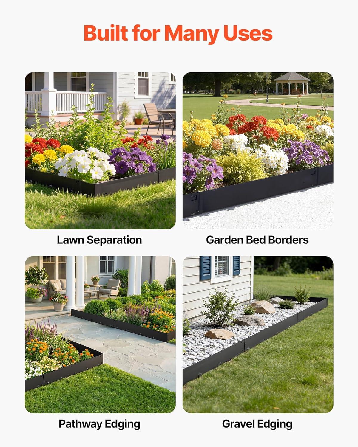 image:imageVEVOR Steel Landscape Edging 5 Packs 39 x 5 in RustResistant Metal Landscape Edging Bendable Garden Edging Border Heavy Duty Lawn Edging EasytoInstall Flower Bed Yard Pathway Divider Dark Gray40 L x 815 H 5315in