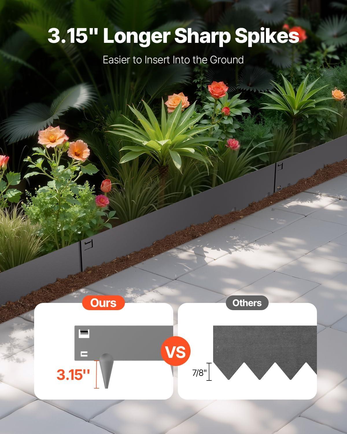 image:imageVEVOR Steel Landscape Edging 5 Packs 39 x 5 in RustResistant Metal Landscape Edging Bendable Garden Edging Border Heavy Duty Lawn Edging EasytoInstall Flower Bed Yard Pathway Divider Dark Gray39 L x 4 H