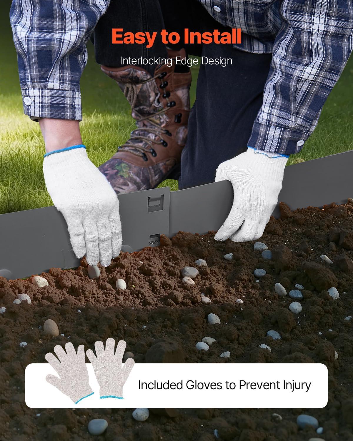 image:imageVEVOR Steel Landscape Edging 5 Packs 39 x 5 in RustResistant Metal Landscape Edging Bendable Garden Edging Border Heavy Duty Lawn Edging EasytoInstall Flower Bed Yard Pathway Divider Dark Gray39 L x 3 H