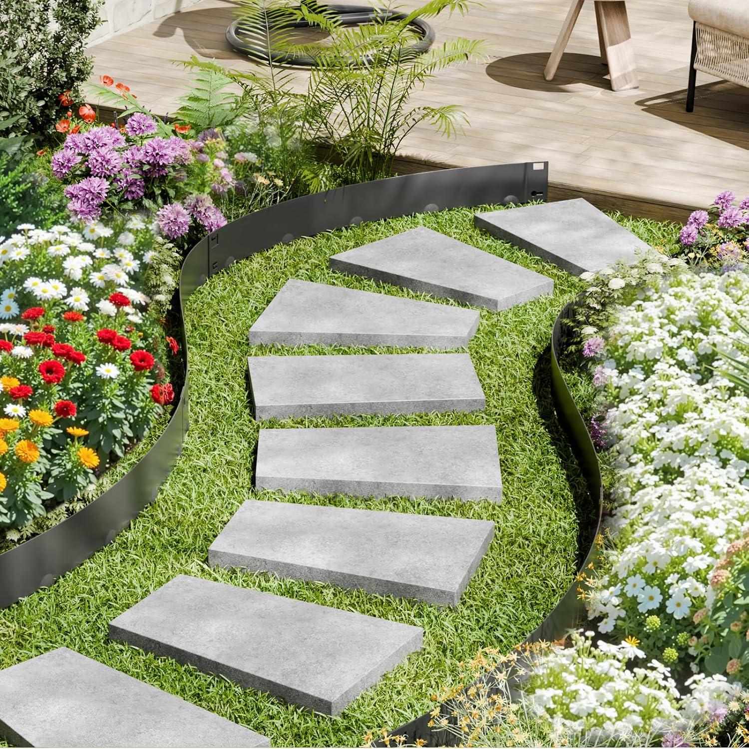 image:imageVEVOR Steel Landscape Edging 5 Packs 39 x 5 in RustResistant Metal Landscape Edging Bendable Garden Edging Border Heavy Duty Lawn Edging EasytoInstall Flower Bed Yard Pathway Divider Dark Gray39 L x 5 H