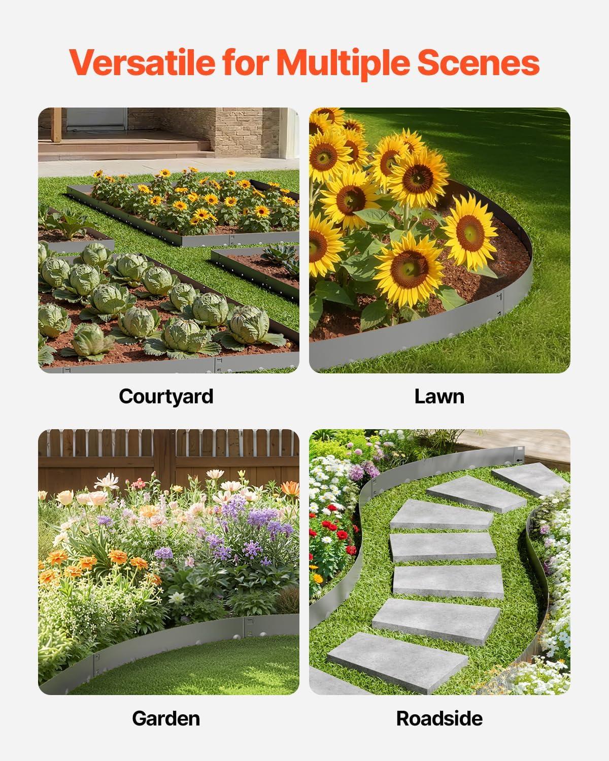 image:imageVEVOR Steel Landscape Edging 5 Packs 39 x 5 in RustResistant Metal Landscape Edging Bendable Garden Edging Border Heavy Duty Lawn Edging EasytoInstall Flower Bed Yard Pathway Divider Dark Gray39 L x 3 H