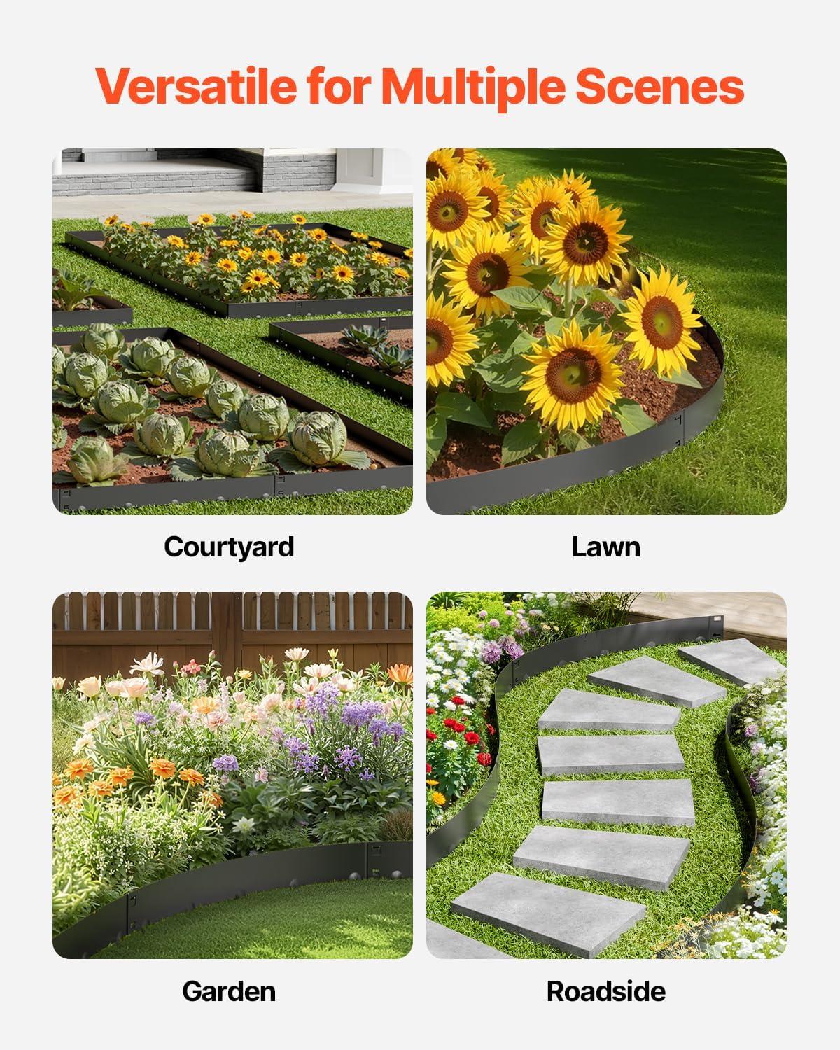 image:imageVEVOR Steel Landscape Edging 5 Packs 39 x 5 in RustResistant Metal Landscape Edging Bendable Garden Edging Border Heavy Duty Lawn Edging EasytoInstall Flower Bed Yard Pathway Divider Dark Gray39 L x 3 H