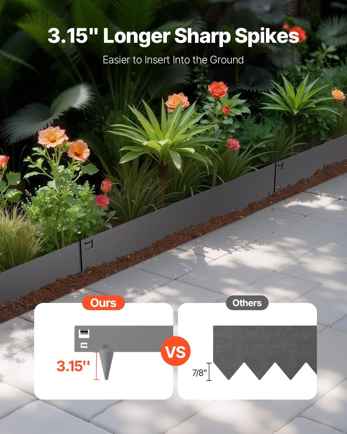 image:imageVEVOR Steel Landscape Edging 5 Packs 39 x 5 in RustResistant Metal Landscape Edging Bendable Garden Edging Border Heavy Duty Lawn Edging EasytoInstall Flower Bed Yard Pathway Divider Dark Gray39 L x 3 H