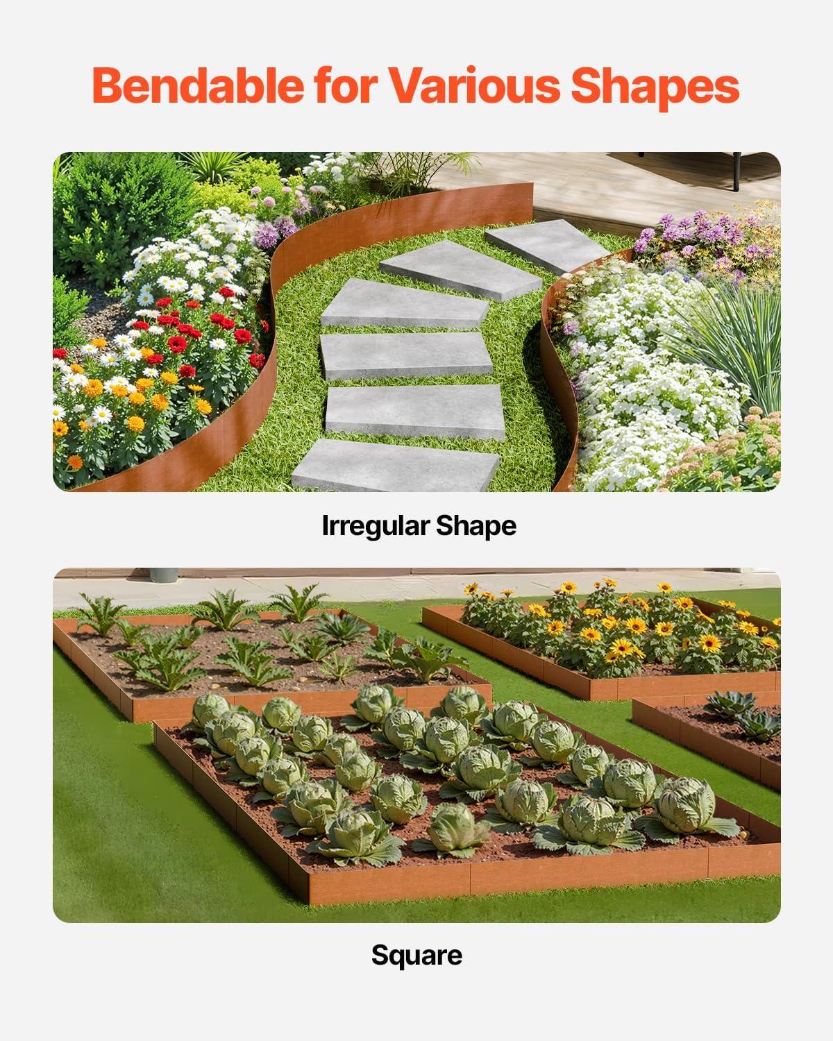 image:imageVEVOR Steel Landscape Edging 6 Packs 40 x 8 in WeatherResistant amp PreRust Metal Landscape Edging Bendable Garden Edging Border Shark Spike Lawn Edging for Flower Bed Yard Pathway DividerUpgraded versionRipple Spike