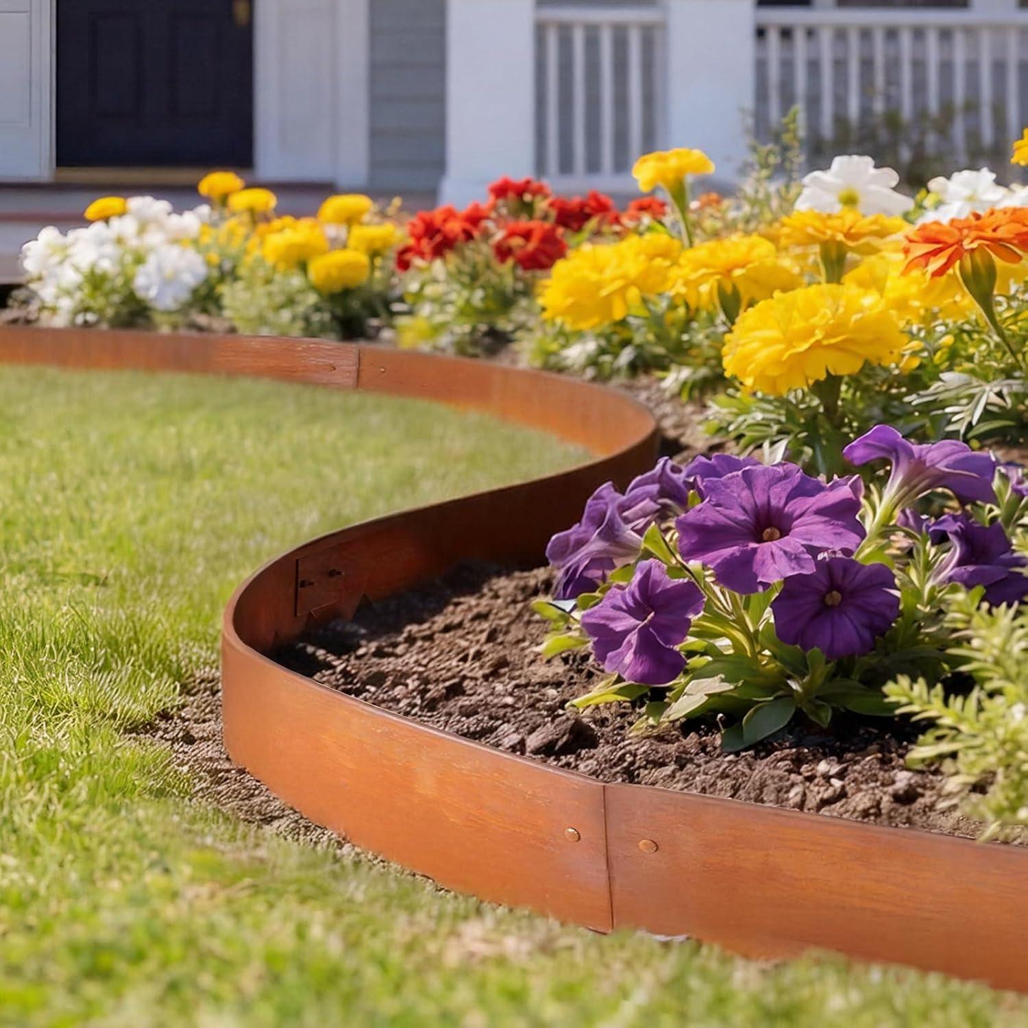 image:imageVEVOR Steel Landscape Edging 6 Packs 40 x 8 in WeatherResistant amp PreRust Metal Landscape Edging Bendable Garden Edging Border Shark Spike Lawn Edging for Flower Bed Yard Pathway DividerModern