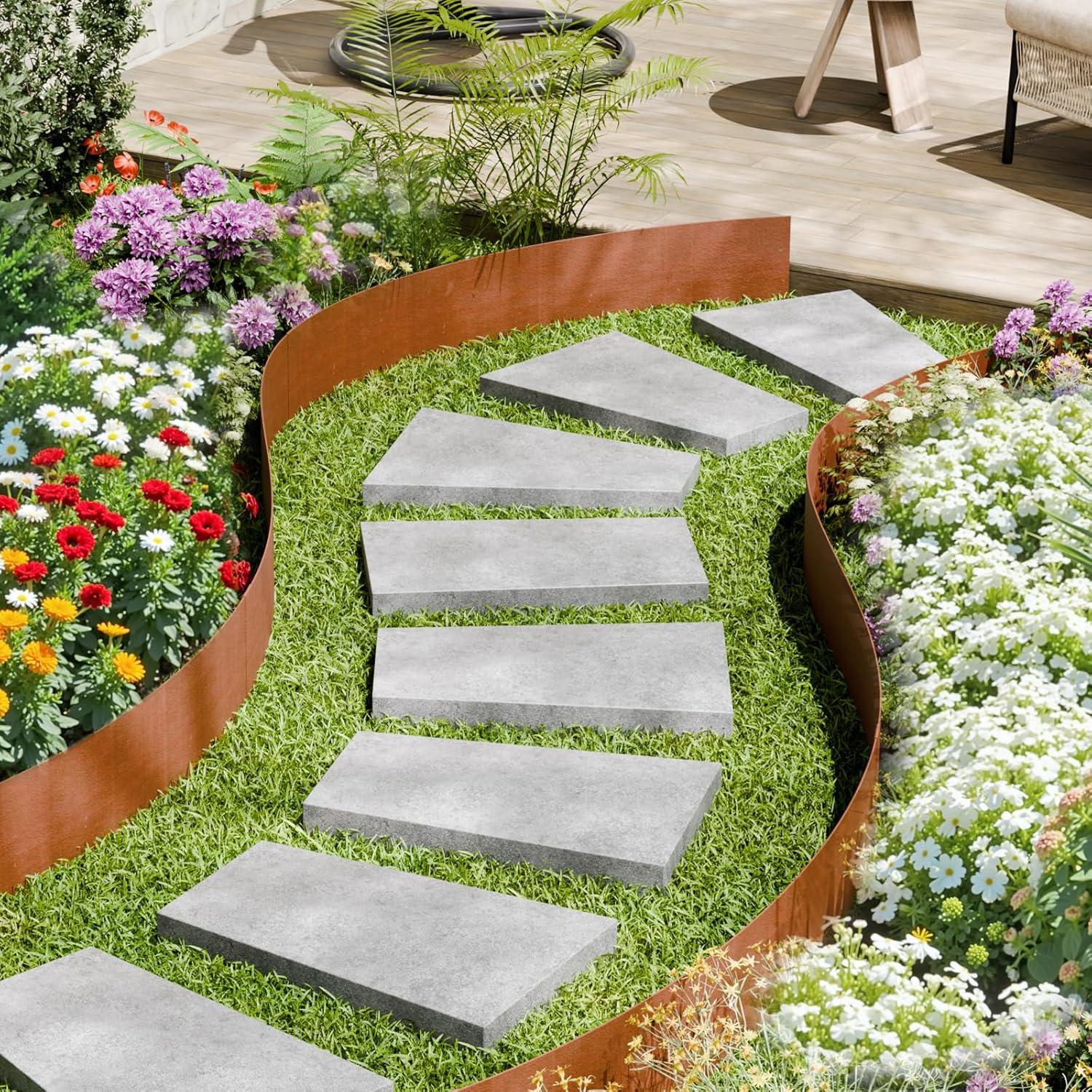 image:imageVEVOR Steel Landscape Edging 6 Packs 40 x 8 in WeatherResistant amp PreRust Metal Landscape Edging Bendable Garden Edging Border Shark Spike Lawn Edging for Flower Bed Yard Pathway DividerUpgraded versionRipple Spike