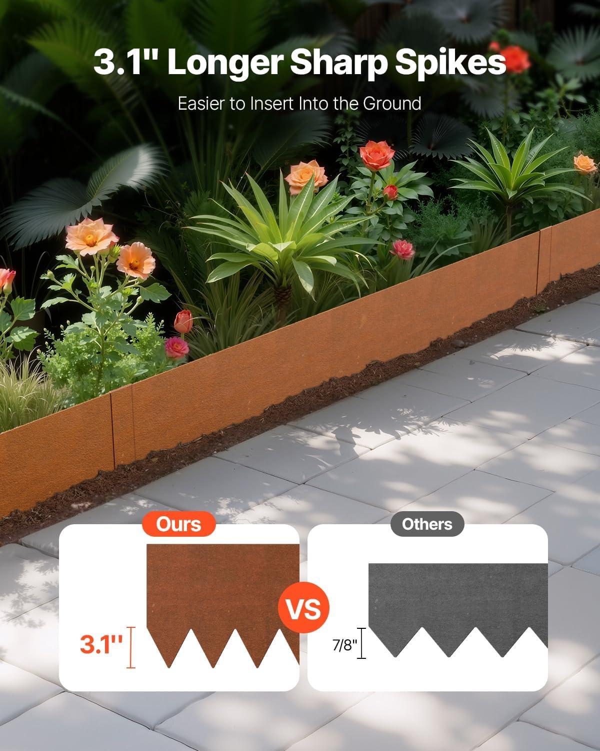 image:imageVEVOR Steel Landscape Edging 6 Packs 40 x 8 in WeatherResistant amp PreRust Metal Landscape Edging Bendable Garden Edging Border Shark Spike Lawn Edging for Flower Bed Yard Pathway DividerUpgraded versionRipple Spike