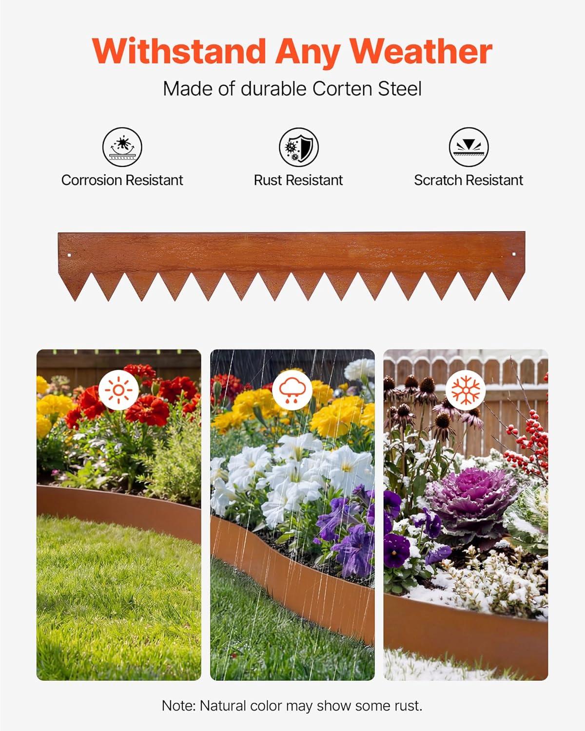 image:imageVEVOR Steel Landscape Edging 6 Packs 40 x 8 in WeatherResistant amp PreRust Metal Landscape Edging Bendable Garden Edging Border Shark Spike Lawn Edging for Flower Bed Yard Pathway DividerModern