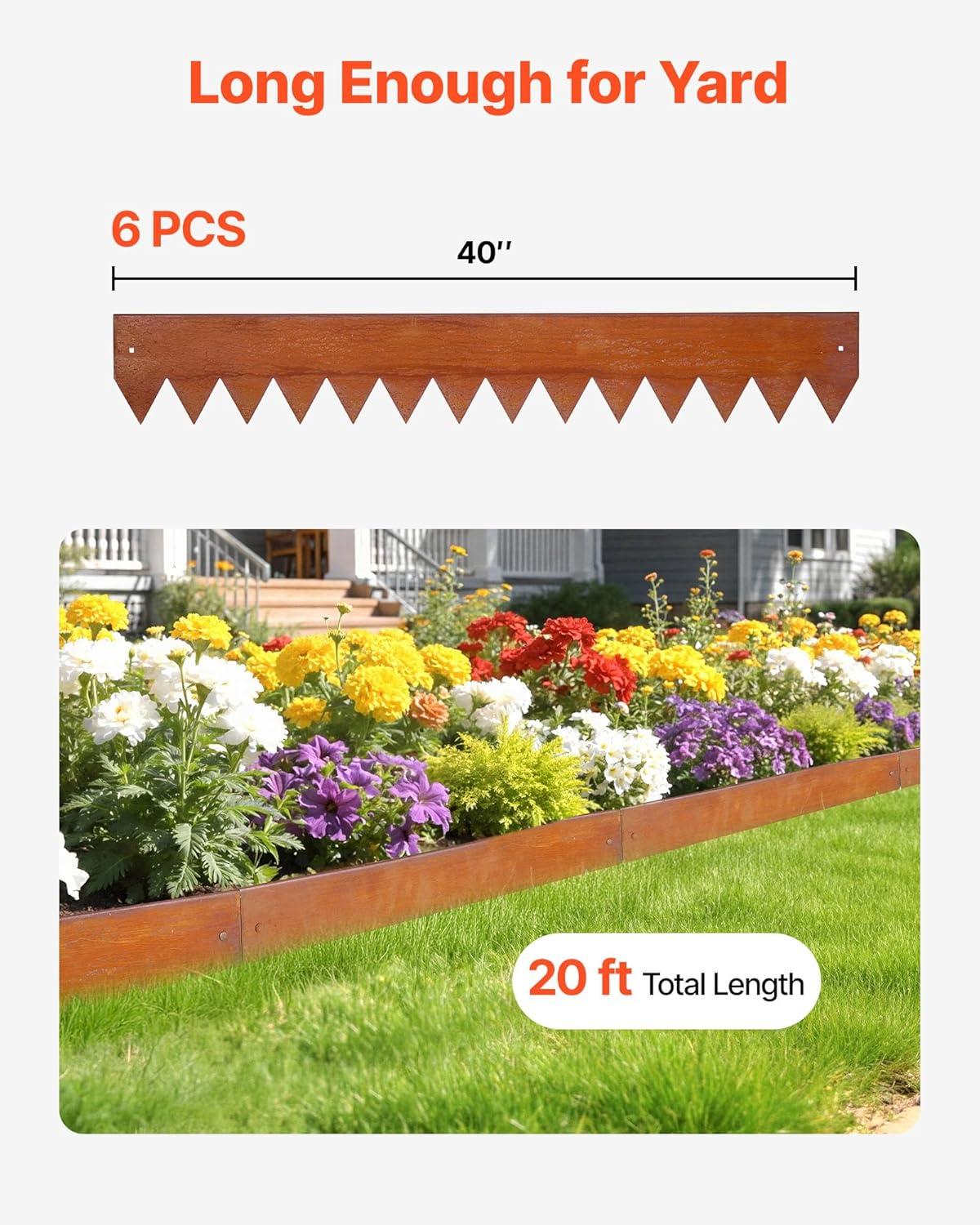 image:imageVEVOR Steel Landscape Edging 6 Packs 40 x 8 in WeatherResistant amp PreRust Metal Landscape Edging Bendable Garden Edging Border Shark Spike Lawn Edging for Flower Bed Yard Pathway DividerModern